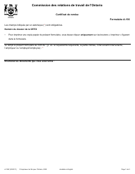 Document preview: Forme A-136 Certificat De Remise - Ontario, Canada (French)