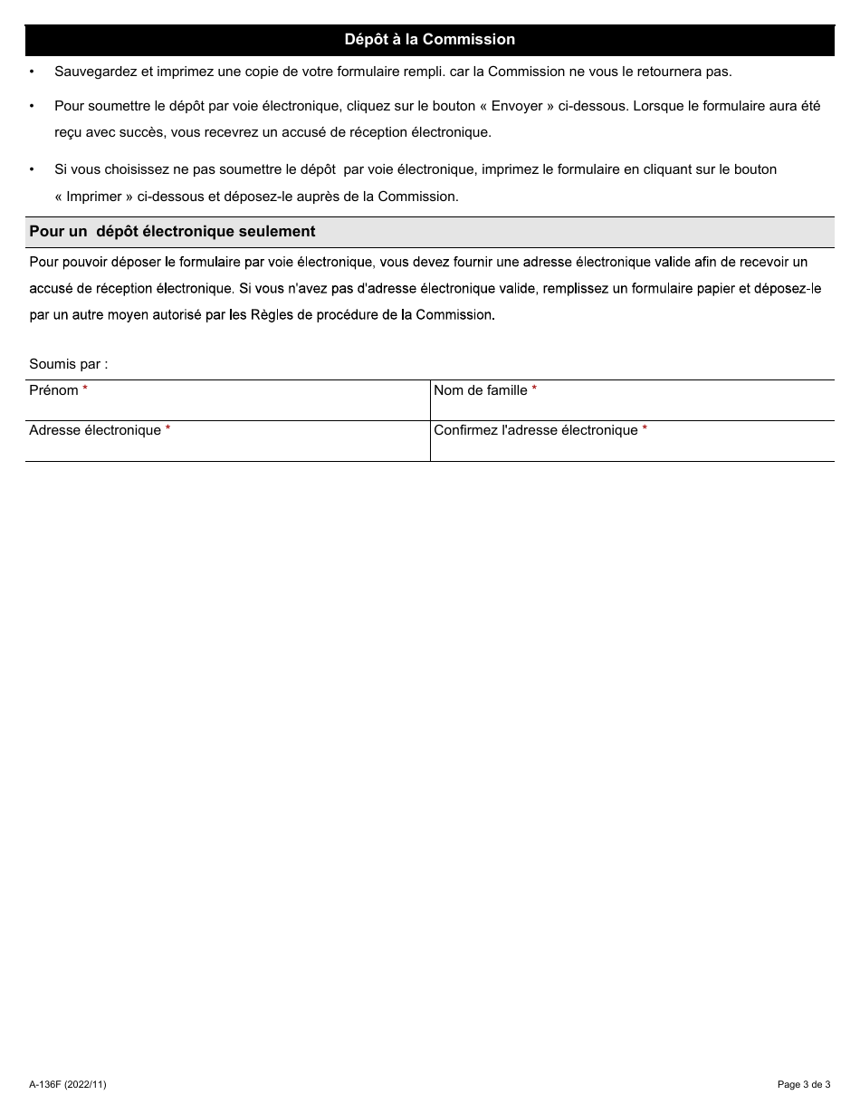 Forme A-136 Certificat De Remise - Ontario, Canada (French), Page 3