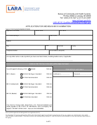 Document preview: Form BCHS-QI-9010 Application for Michigan Bei Examination - Michigan
