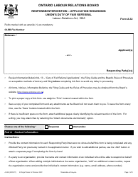 Document preview: Form A-32 Response/Intervention - Application Regarding Union's Duty of Fair Referral - Ontario, Canada