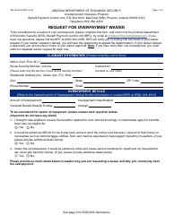 Document preview: Form UIB-1263A Request for Overpayment Waiver - Arizona