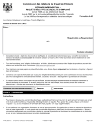Document preview: Forme A-42 Reponse/Intervention - Requete Relative a La Qualite D'employe - Ontario, Canada (French)