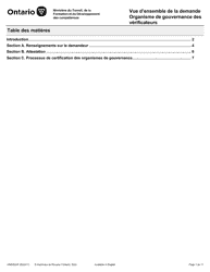 Forme ON00023F Criteres De Reconnaissance DES Employeurs Demande Concernant La Certification Et L&#039;organisme De Gouvernance DES Verificateurs - Ontario, Canada (French), Page 2