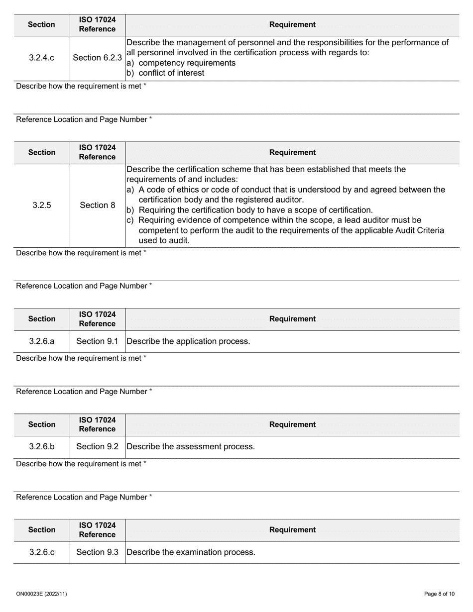 Form ON00023E Employer Recognition Criteria - Governing Body of Auditors Application - Ontario, Canada, Page 9