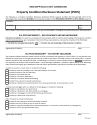 Document preview: Property Condition Disclosure Statement (Pcds) (Letter Size) - Mississippi