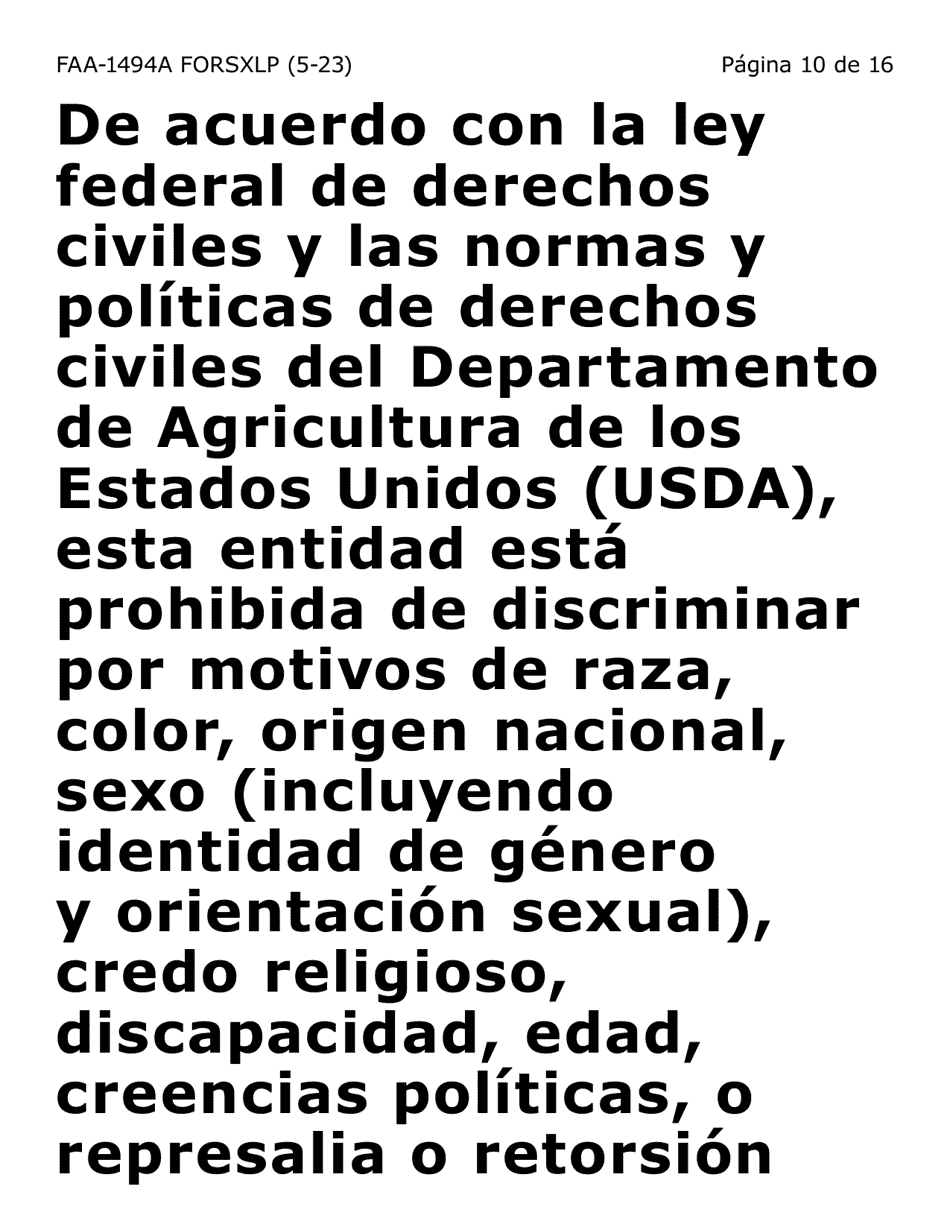 Formulario FAA-1494A-SXLP Remocion De Un(A) Representante Autorizado(A) (Letra Extra Grande) - Arizona (Spanish), Page 10