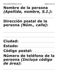 Formulario FAA-1494A-SXLP Remocion De Un(A) Representante Autorizado(A) (Letra Extra Grande) - Arizona (Spanish), Page 6