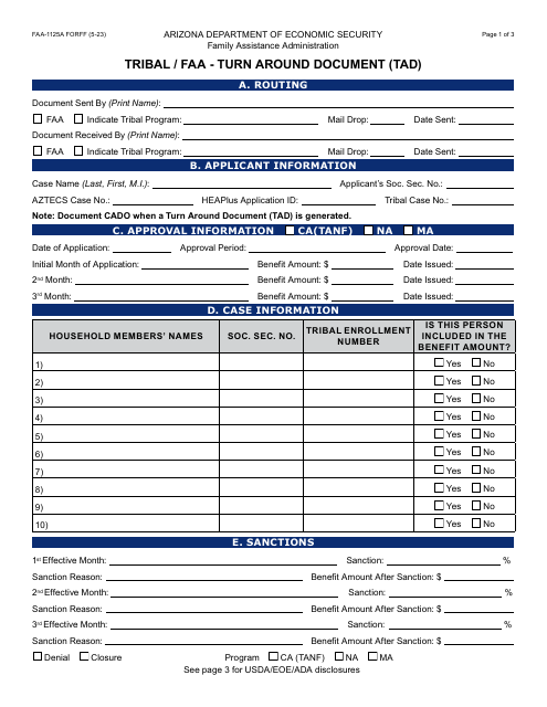 Form FAA-1125A  Printable Pdf