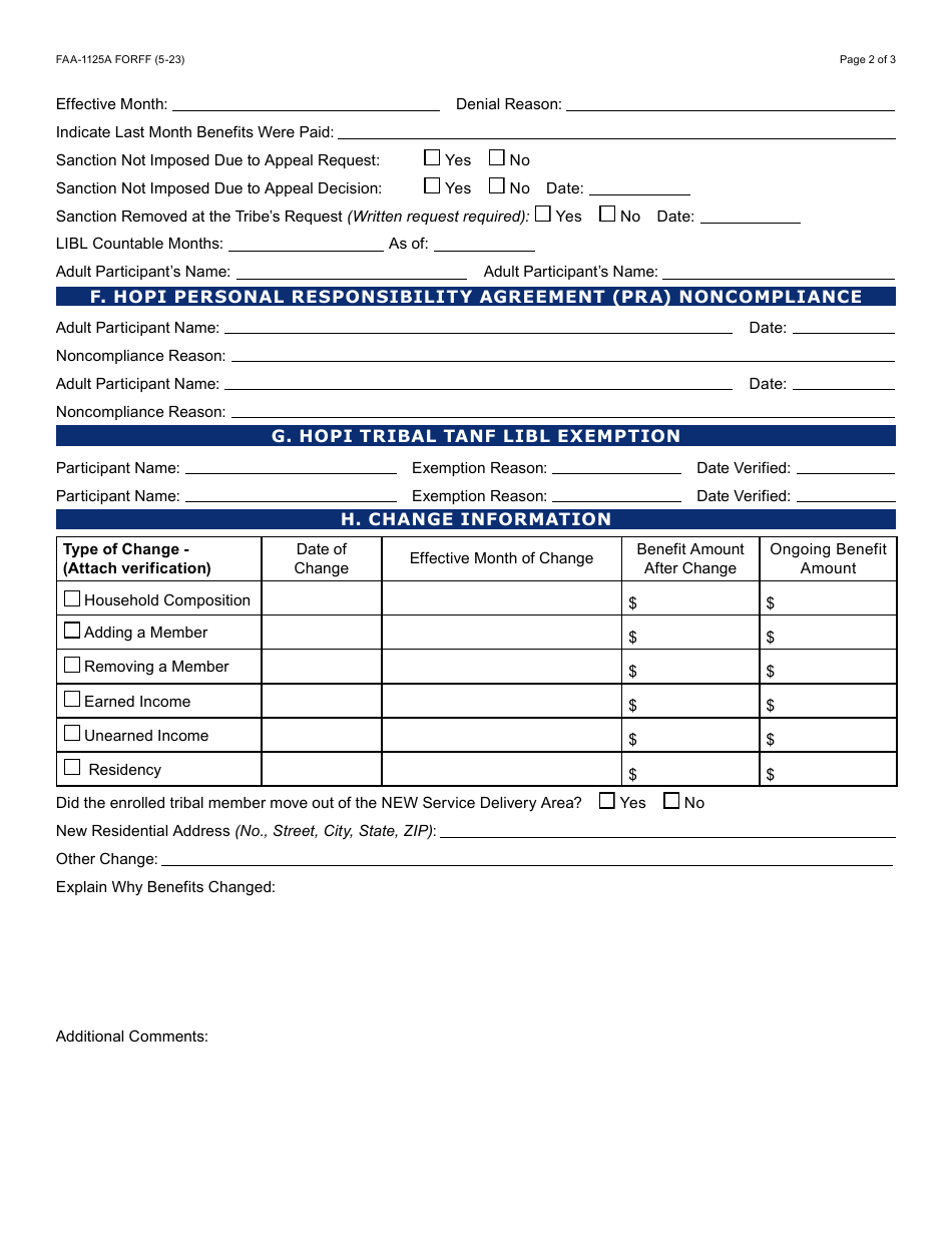 Form FAA-1125A Tribal / FAA - Turn Around Document (Tad) - Arizona, Page 2