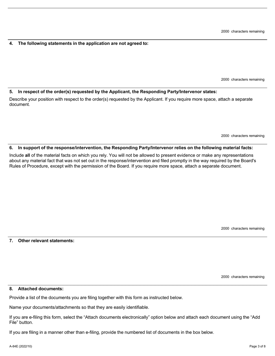 Form A-84 Response / Intervention - Application Under Section 127.2 of the Act (Termination of Bargaining Rights, Non-construction Employer) - Ontario, Canada, Page 3