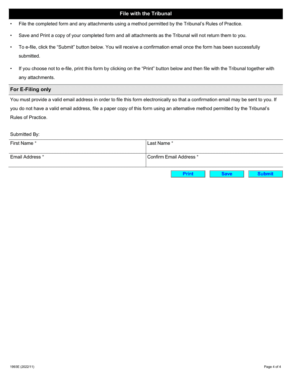 Form 3 (1993E) Certificate of Delivery - Ontario, Canada, Page 4