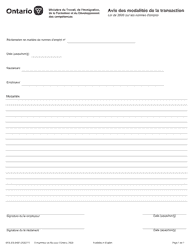 Document preview: Forme MOL-ES-048F Avis DES Modalites De La Transaction - Ontario, Canada (French)