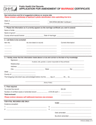 Document preview: Form HHS-82 Application for Amendment of Marriage Certificate - Nebraska