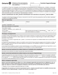 Forme 12-2587F Contrat D&#039;apprentissage - Ontario, Canada (French)