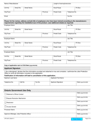 Form JPO-001E Contractor Registration Application for Specialized Work - Ontario, Canada, Page 2