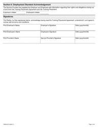 Form ON00331E Training Placement Agreement - Ontario Bridge Training Program (Obtp) - Ontario, Canada, Page 3
