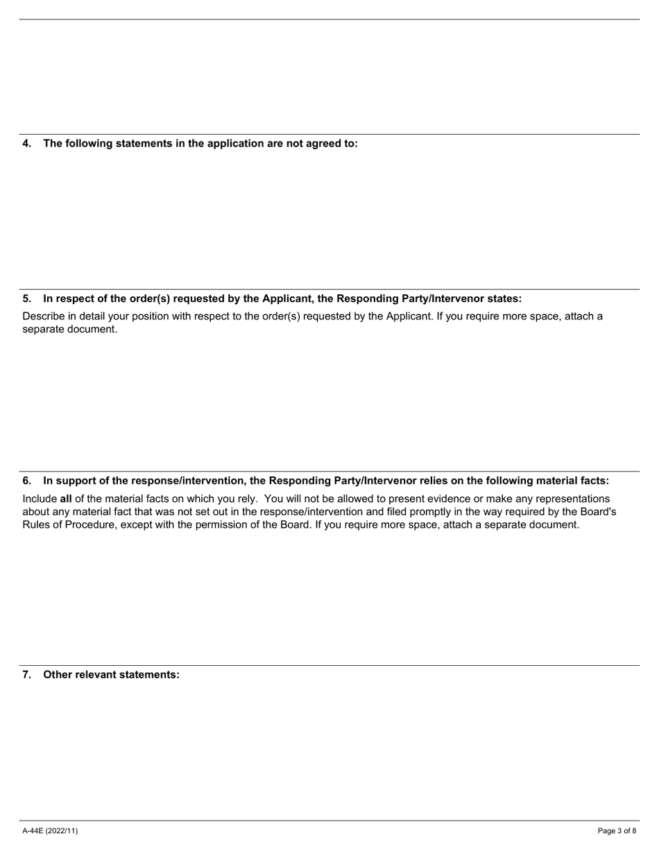 Form A-44 Response / Intervention - Application Regarding Failure to Comply With Terms of Settlement - Ontario, Canada, Page 3