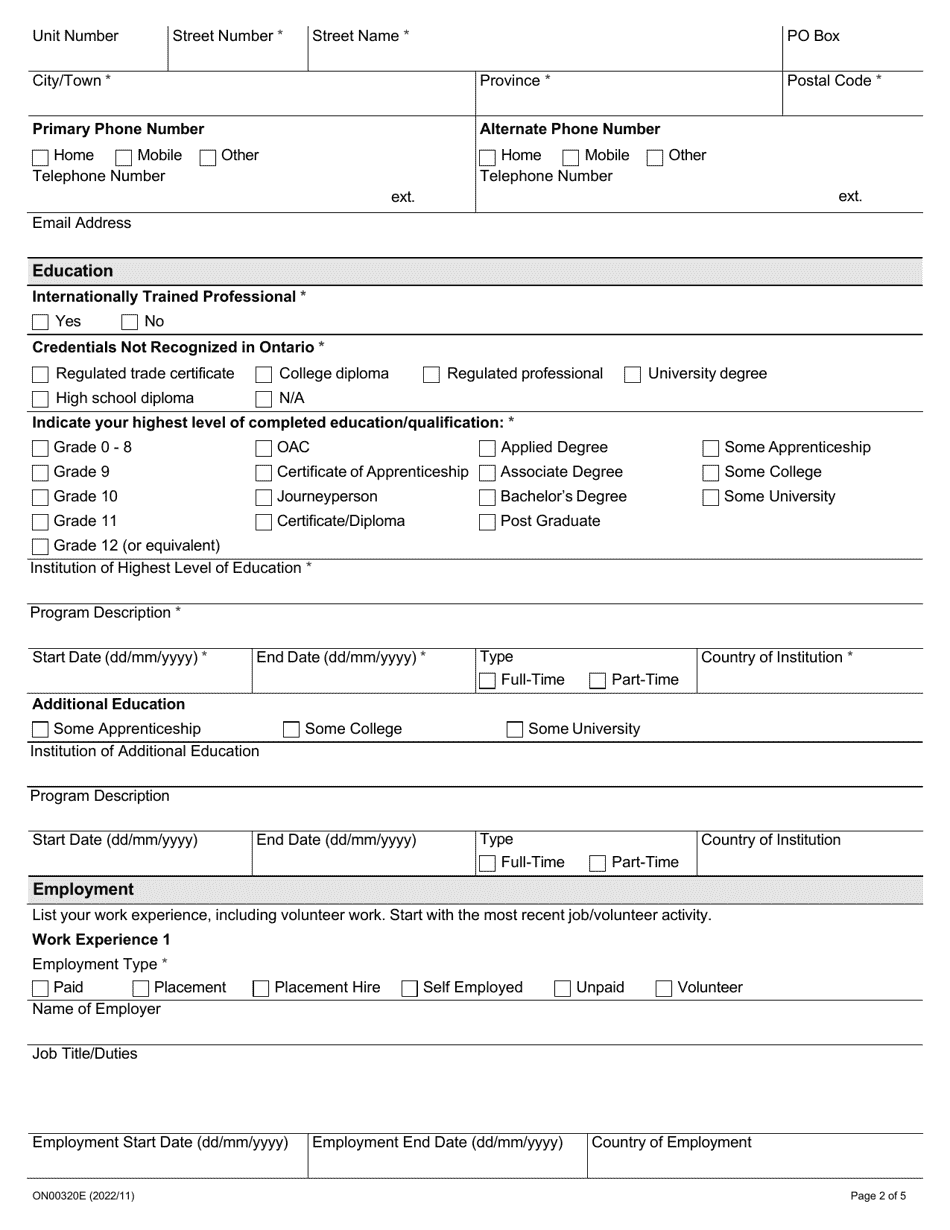 Form ON00320E - Fill Out, Sign Online and Download Fillable PDF ...