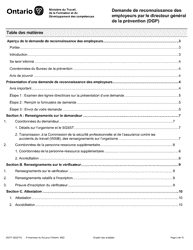 Forme 2027F Reconnaissance DES Employeurs Pour La Securite Au Travail En Ontario Demande De Reconnaissance DES Employeurs Par Le Directeur General De La Prevention (Dgp) - Ontario, Canada (French), Page 2