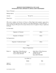Document preview: Form 25A(1)(NIA) Request for Withdrawal of Claim With Filing Fees Applied to Application for Permit - Idaho