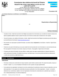 Document preview: Forme A-39 Requete Relative a Une Greve Illicite Ou a Un Lock-Out Illicite - Ontario, Canada (French)