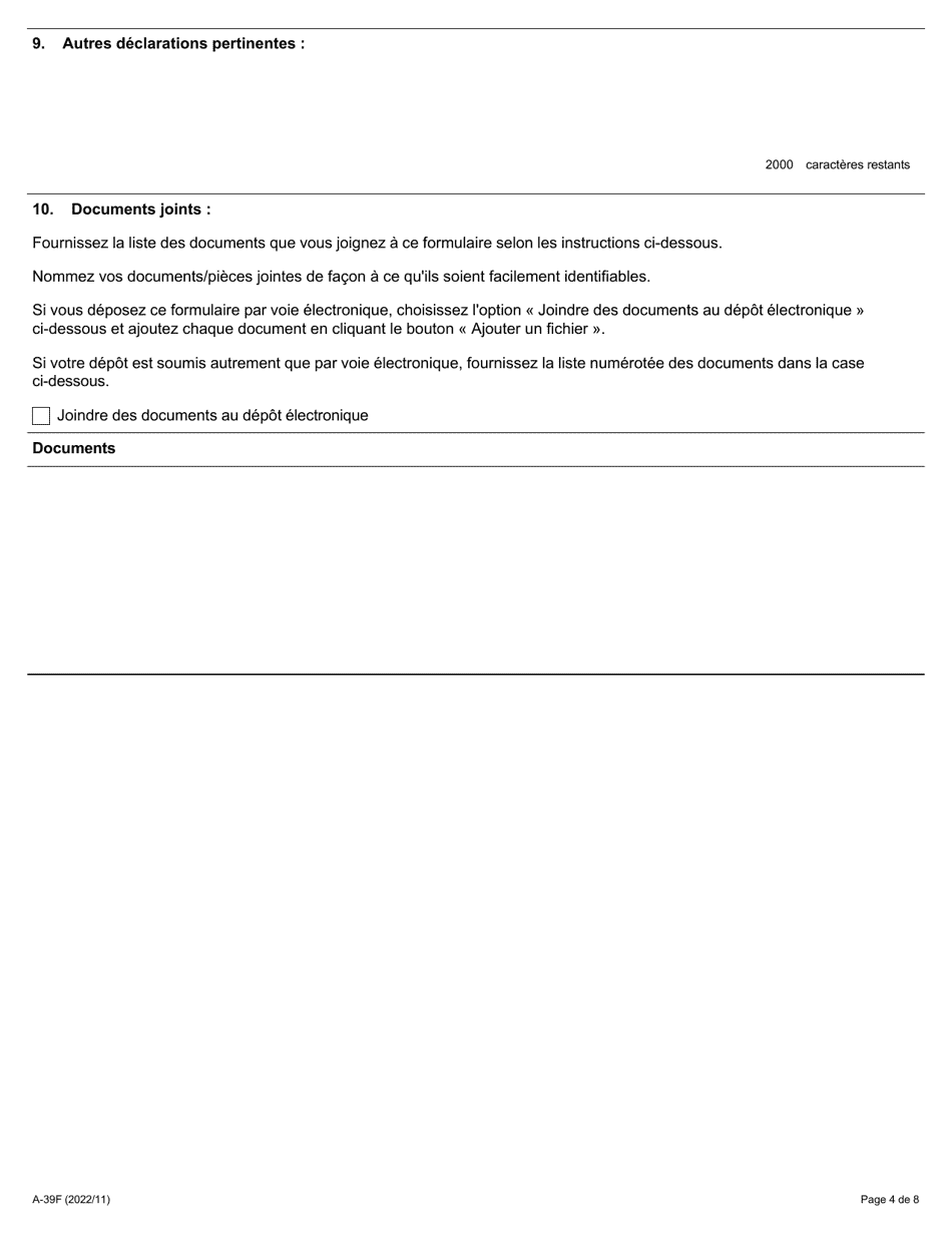 Forme A-39 Requete Relative a Une Greve Illicite Ou a Un Lock-Out Illicite - Ontario, Canada (French), Page 4