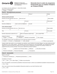 Document preview: Forme 89-1839F Demande Dans Le Cadre Du Programme Partenariats Pour La Creation D'emplois De L'ontario (Pceo) - Ontario, Canada (French)