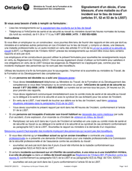 Document preview: Forme ON00276F Signalement D'un Deces, D'une Blessure, D'une Maladie Ou D'un Incident Sur Le Lieu De Travail (Articles 51, 52 Et 53 De La Lsst) - Ontario, Canada (French)