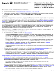 Forme ON00276F Signalement D&#039;un Deces, D&#039;une Blessure, D&#039;une Maladie Ou D&#039;un Incident Sur Le Lieu De Travail (Articles 51, 52 Et 53 De La Lsst) - Ontario, Canada (French)