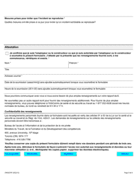 Forme ON00276F Signalement D&#039;un Deces, D&#039;une Blessure, D&#039;une Maladie Ou D&#039;un Incident Sur Le Lieu De Travail (Articles 51, 52 Et 53 De La Lsst) - Ontario, Canada (French), Page 9