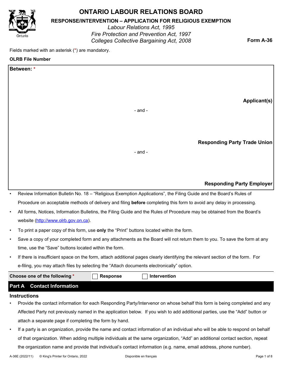 Form A36 Fill Out, Sign Online and Download Fillable PDF, Ontario Canada Templateroller Form A36 Fill Out, Sign Online and Download Fillable PDF, Ontario Canada Templateroller