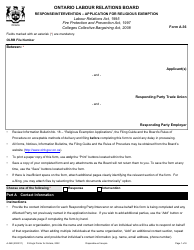 Form A-36 Response/Intervention - Application for Religious Exemption - Ontario, Canada