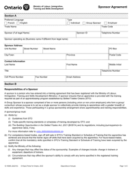 Form 12-1659E Sponsor Agreement - Ontario, Canada