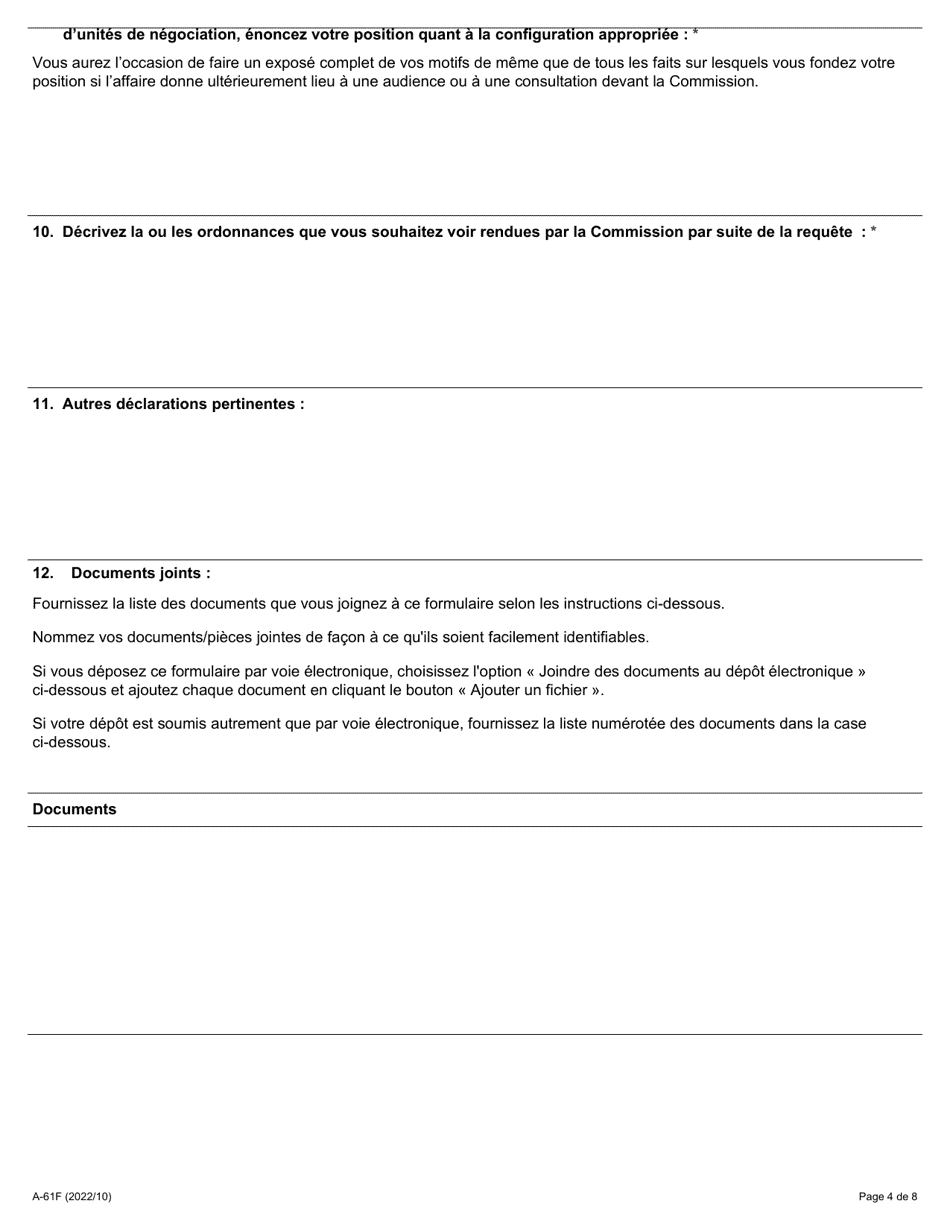Forme A-61 Requete En Vertu De Larticle 21, 22 Et / Ou 23 De La Loi - Ontario, Canada (French), Page 4