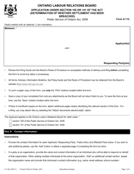 Form A-112 Application Under Section 105 or 141 of the Act (Determination of Whether Settlement Has Been Breached) - Ontario, Canada