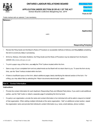 Form A-127 Application Under Section 28 or 45.1 of the Act - Ontario, Canada