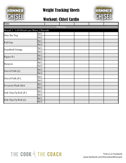 Weight Tracking Sheet Template - Workout: Chisel Cardio - the Cook and the Coach