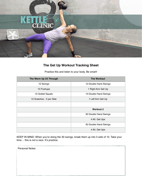 The Get up Workout Tracking Sheet Template - Kettlebell Clinic Download Pdf
