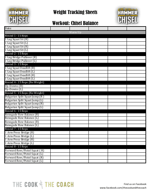 Weight Tracking Sheet Template - Workout: Chisel Balance - the Cook and the Coach Download Pdf
