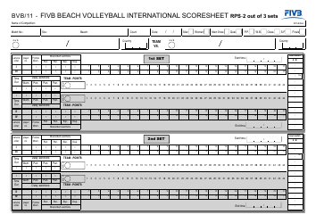 Document preview: Fivb Beach Volleyball International Scoresheet - Federation Internationale De Volleyball