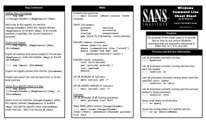 Windows Xp Pro/2003 Server/Vista Intrusion Discovery Cheat Sheet V2.0 - Sans Institute, Ed Skoudis