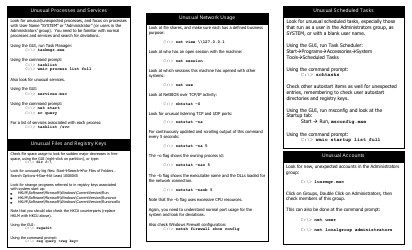 Windows Xp Pro/2003 Server/Vista Intrusion Discovery Cheat Sheet V2.0 - Sans Institute, Pocket Reference Guide, Page 2