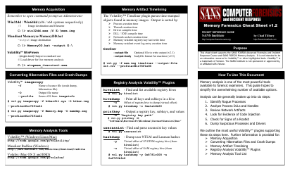 Document preview: Memory Forensics Cheat Sheet V1.2 - Sans Computer Forensics