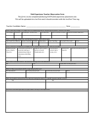 Field Experience Teacher Observation Form - Livetext