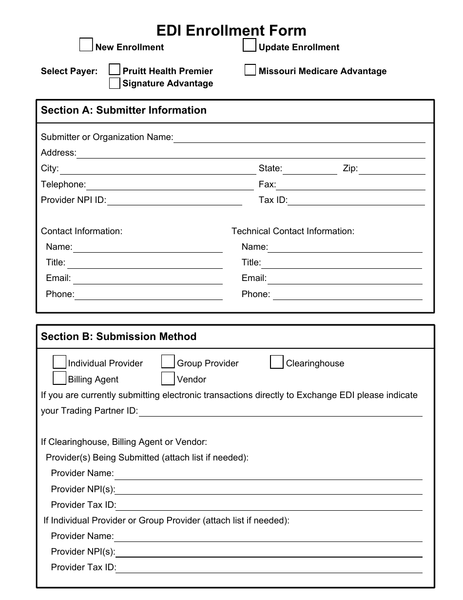Edi Enrollment Form - Allyalign Edi, Page 1