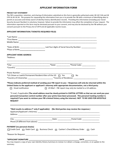 Applicant Information Form