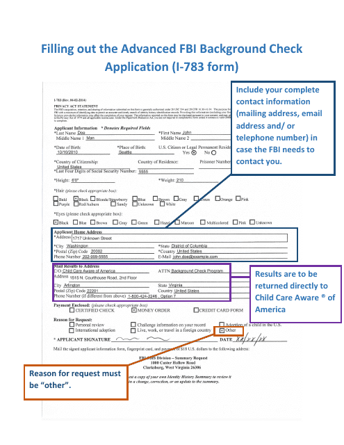 Instructions for Form I-783 Advanced Fbi Background Check Application