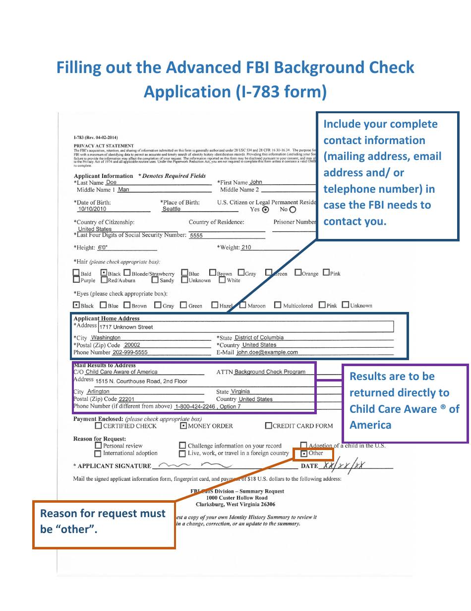 Instructions for Form I-783 Advanced Fbi Background Check Application, Page 1