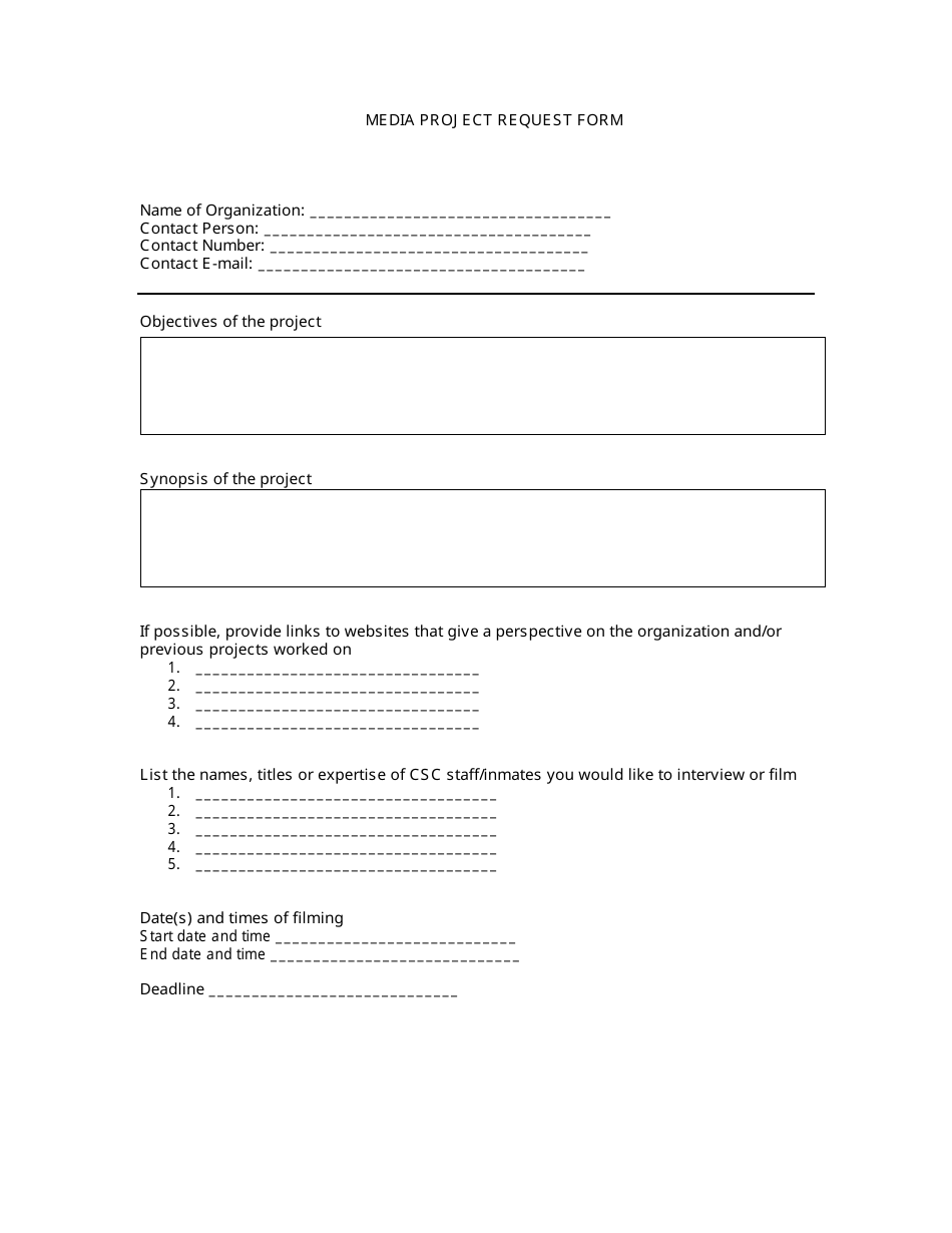Media Project Request Form - Canada, Page 1