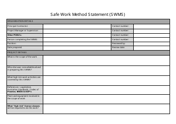 &quot;Safe Work Method Statement Template&quot;
